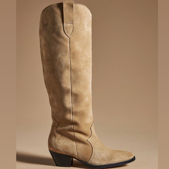 By Anthropologie Western Boots in Brown Tan Suede Size EU 37 *Worn Once* - Picture 3 of 16